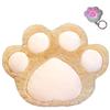TATOTTE Cat Plush Toy, Cute Paw Print Cushion, with Side Pocket for Hands, Fluffy, Huggable Pillow, 25 X 32 Cm, with Mini Light (Paw Print Light Brown