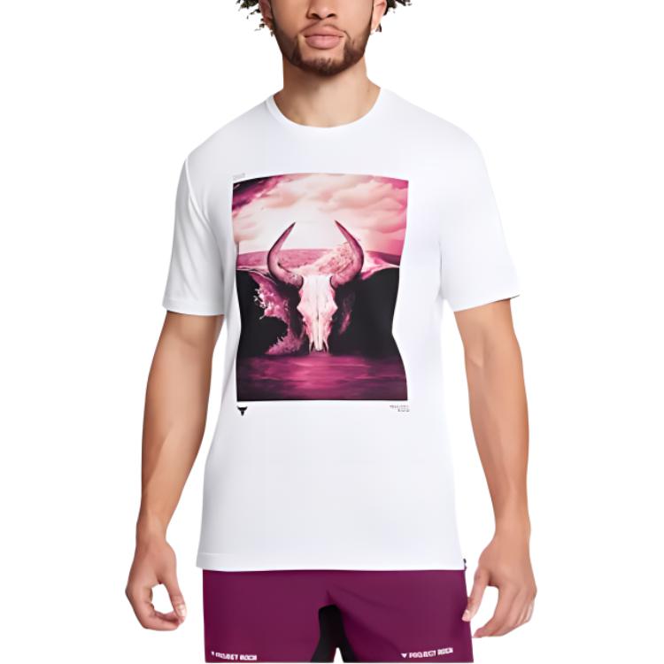 Under Armour Johnson Serisi Desenli Esnek Antrenman Tişörtü Erkek Üst Beyaz 1386891-100