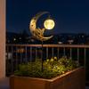 Solar Moon And Hummingbird Garden Light, Outdoor Cracked Glass Ball Stake Lamp for Yard, Waterproof Automatic LED Lighting for Patios Lawns