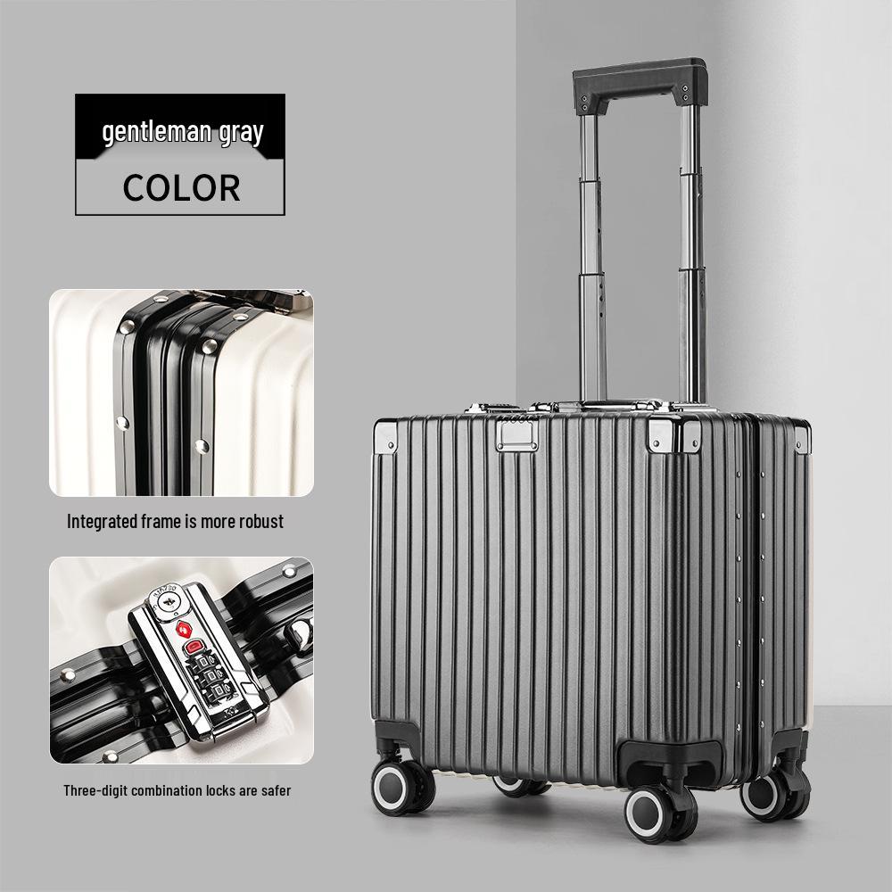 Lightweight 18-Inch Aluminum Carry-On Trolley with Quiet Wheels, Sturdy and Durable