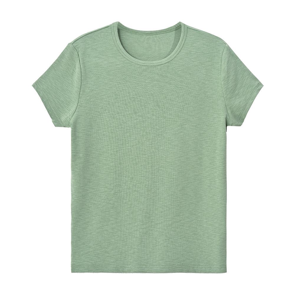 

ABOUTSEA Women s Slim Fit Bamboo Cotton Short Sleeve Top - Round Neck, Breathable, Solid Color Large
