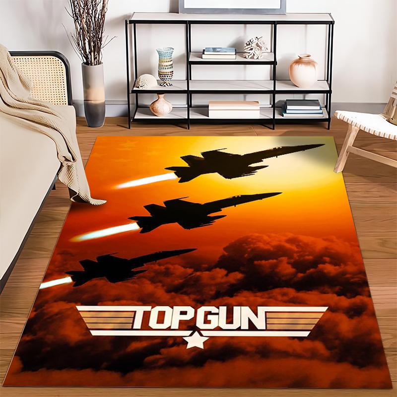 "Top Gun Fighter Jets Carpet, Sunset Clouds Design, Film Decor" Suitable for use as an anti-slip for living room bedroom sofas