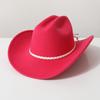 New soft woolen hat for women, spring and autumn travel hat, men's jazz hat, woolen flat-top cowboy hat
