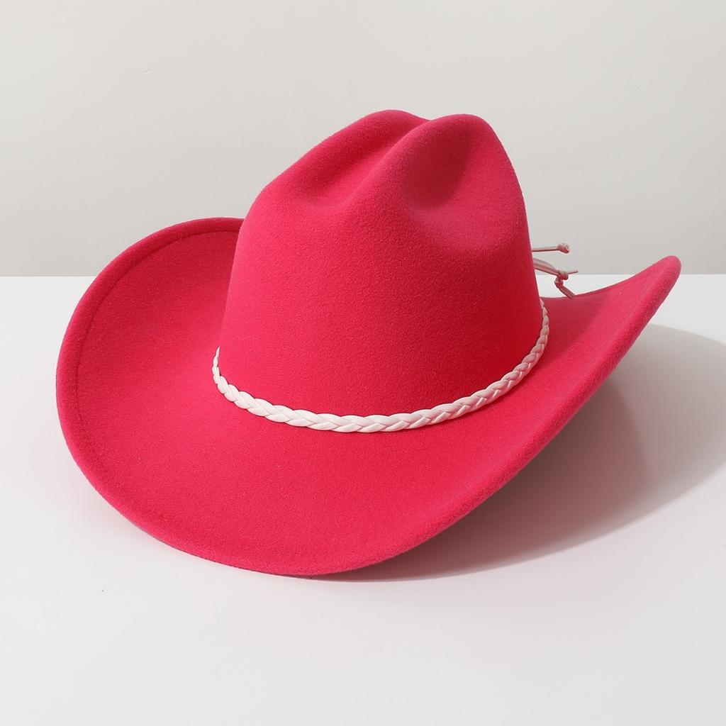 New soft woolen hat for women, spring and autumn travel hat, men's jazz hat, woolen flat-top cowboy hat
