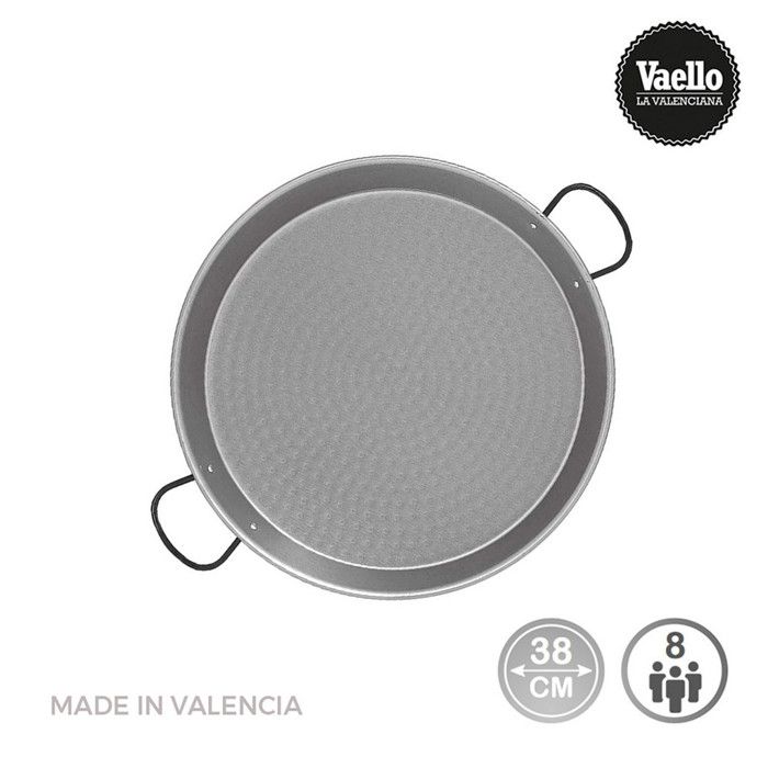 Paella acier poli pour induction et vitroceramique ø38cms (8 personnes). Vaello