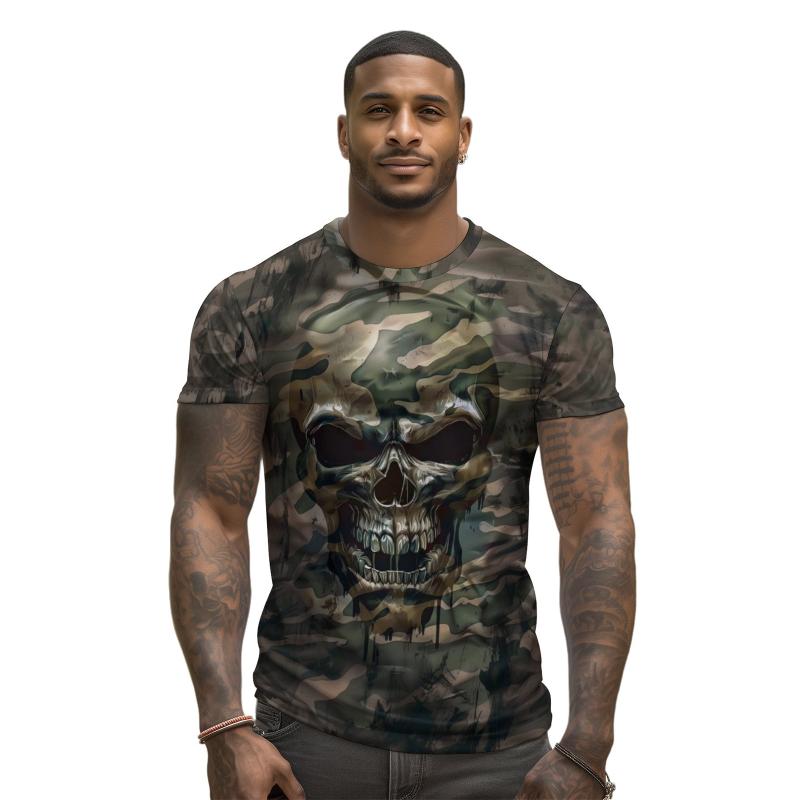 

Чоловічий одяг Футболка з графічним принтом скелета Оверсайз футболка Чоловіча Літо Весна Оверсайз Панк стиль Короткий рукав Вуличний топ 5XL