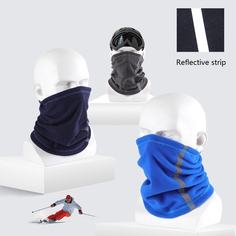 Winter Multifunctional Fleece Neck Gaiter Outdoor Windproof Reflective Strip Polar Fleece Face Mask Bandana