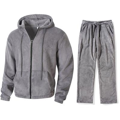 Nuevo Conjunto de Pantalón con Capucha de Terciopelo de Otoño e Invierno Color Sólido Cordón Cremallera Chaqueta Top Conjunto de Dos Piezas
