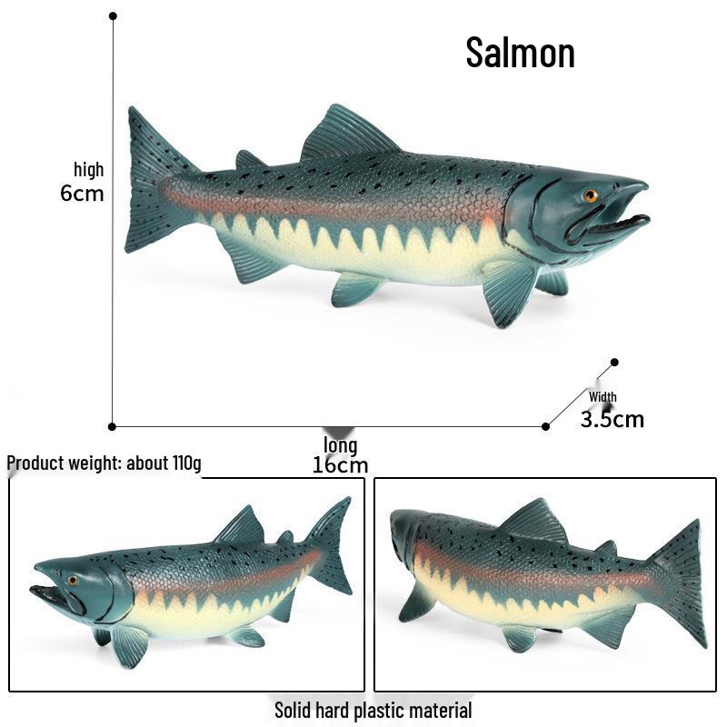 Children's Marine Life Model Toys: Squid, Mako Shark, Flying Fish, Greenfin Tuna