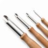 4pcs Round Hole Cutters Set, Stainless Steel Pottery Clay Drilling Tools with Beech Wood Handles