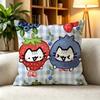 C-Cute Strawberry Cat  Square Double-Sided printed Pillow Case Bedroom Bedside Pillow Sofa Cushion Cover