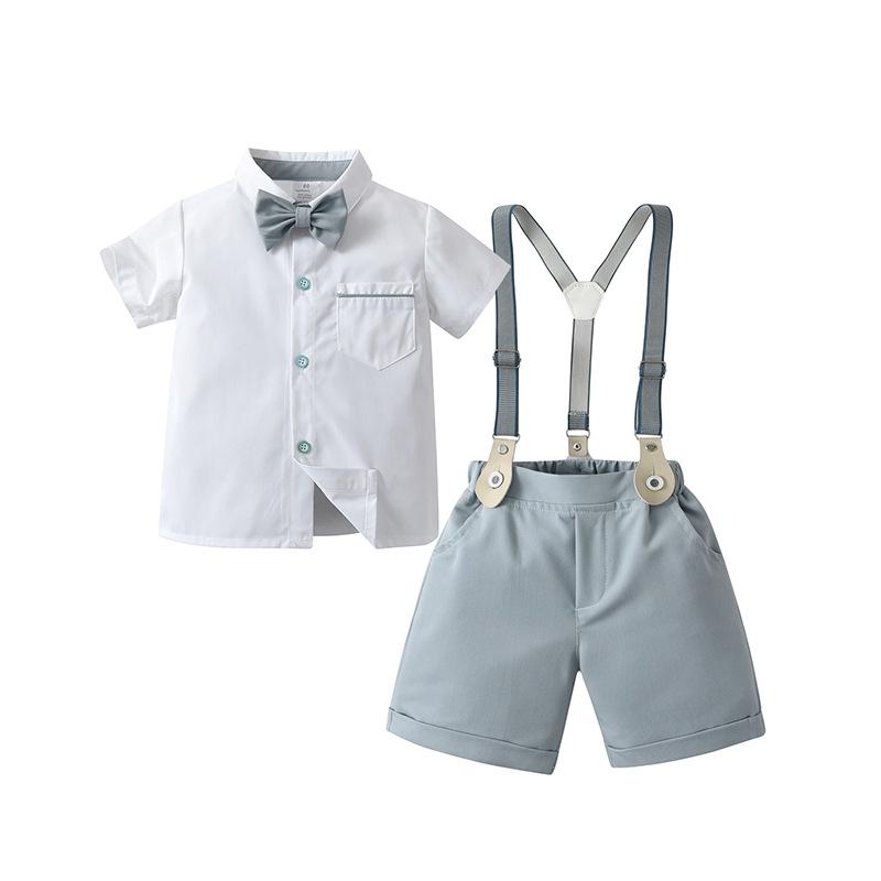 New Summer Baby & Toddler British Gentleman Two-Piece Short Sleeve Overalls Set