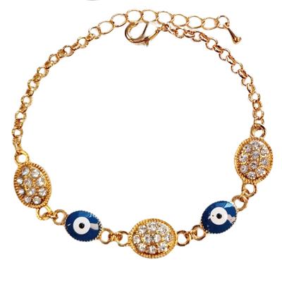 [R8074] - Designer-Armband 'Sissi' blau weiß golden - 12x10 mm