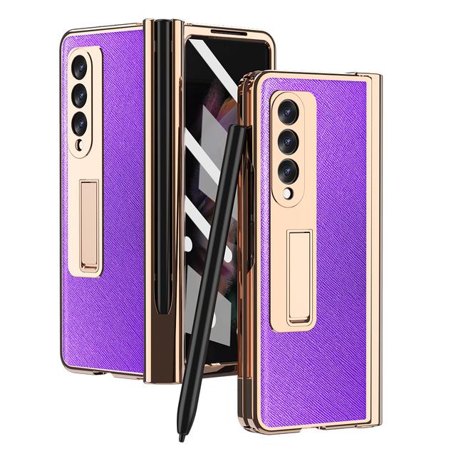 Mit S Pen Beschichtung magnetische Ledertasche für Samsung Galaxy Z Fold 4 5G Kickstand 360 Full Screen Protector Telefon Abdeckung Z Fold 3