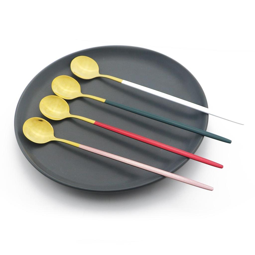 6 ks Lžíce na míchání kávy Sada příborů Džus Barevné čajové lžičky Nádobí Nádobí Zmrzlina Naběračka s dlouhou rukojetí Nádobí Kuchyňské potřeby