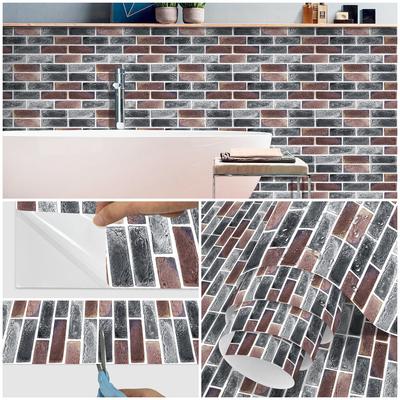 Carta da parati in vinile effetto pietra motivo mattoni autoadesiva rimovibile impermeabile per la ristrutturazione dei mobili