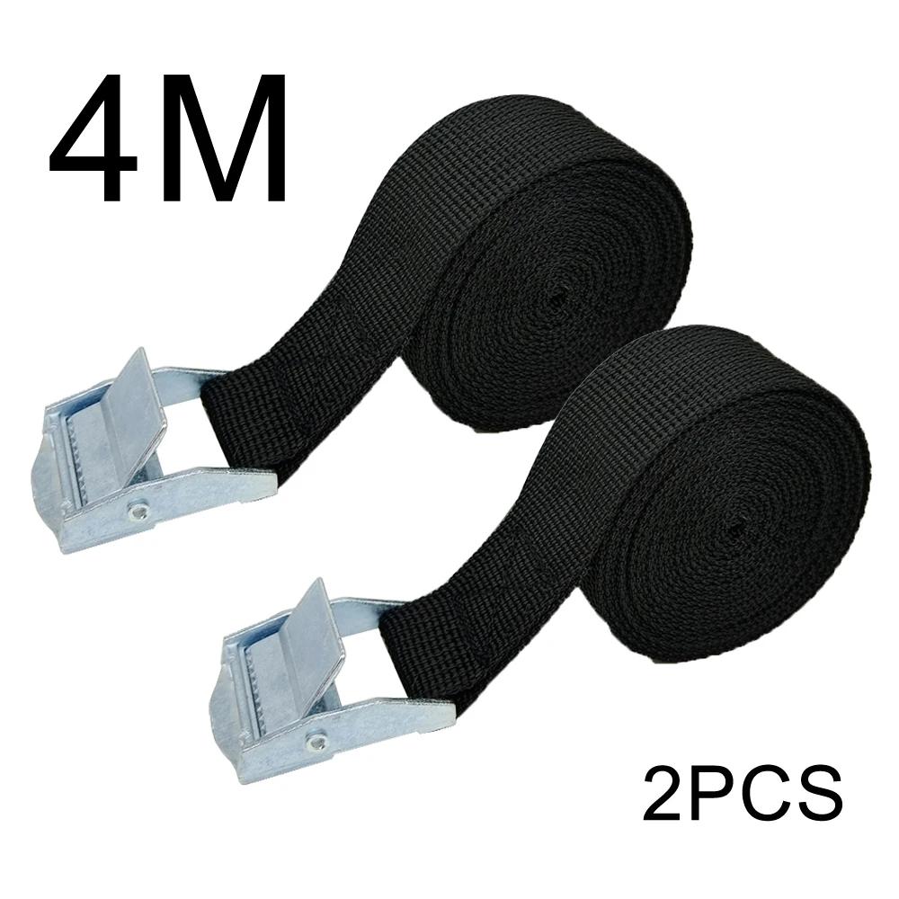 2pcs 4M Zinc Alloy Pressure Buckle Pallet Cargo Straps Luggage Fixed Car Fixed Tightener Tensioner Straps Ratchet Tie-Down Belt