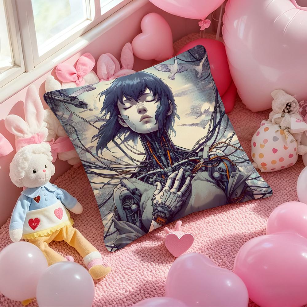 G-Ghost in the Shell Anime Cushion Cover Pattern Printed Pillowcase for Living Room Sofa Cushion Cover & Bedroom Decor