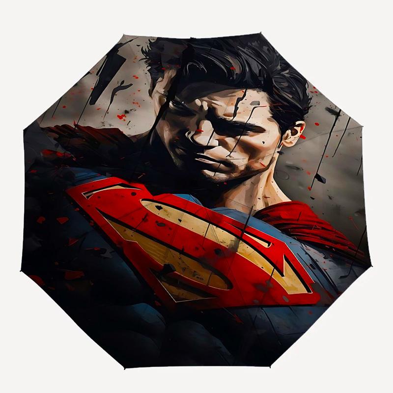 1pc Superman Automatic Folding Umbrella - Compact 8-Rib Design, Durable Plastic & Iron1208L