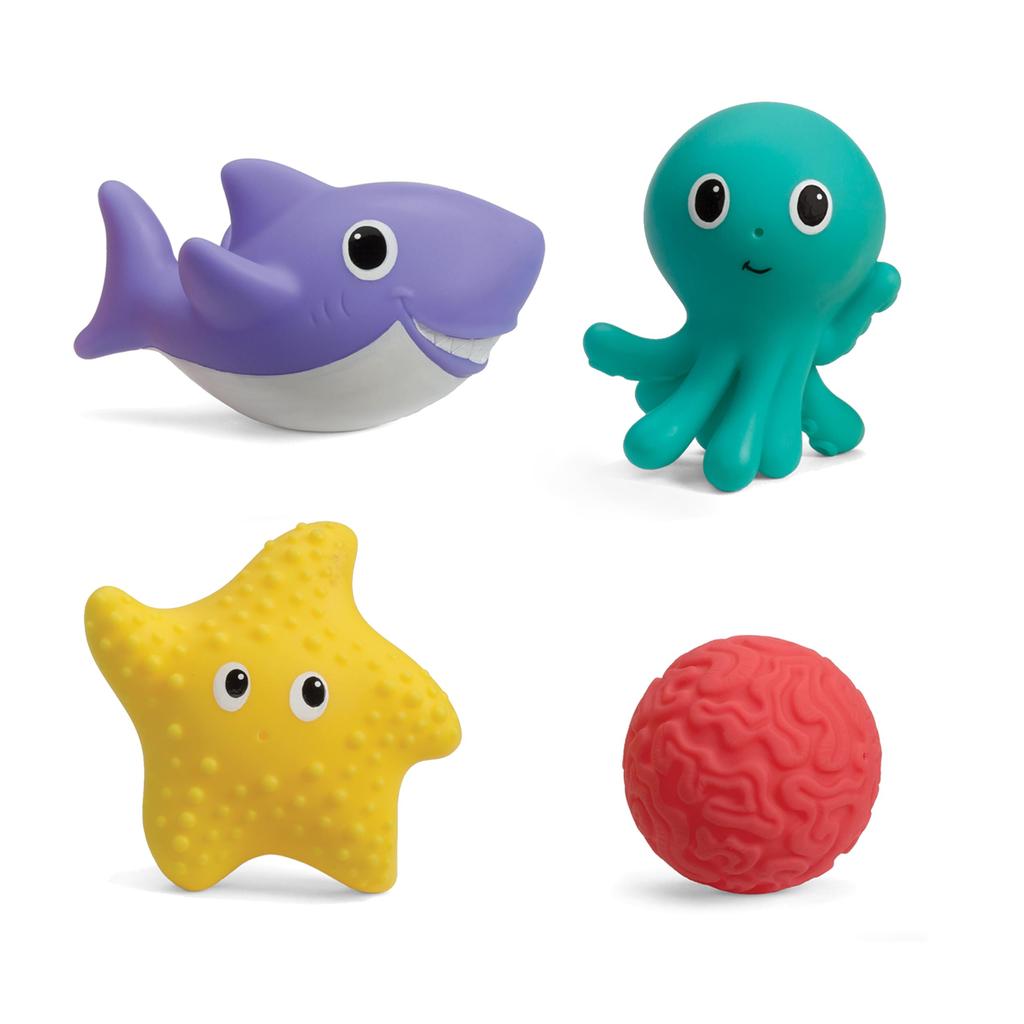 Infantino (Japan Official Product) Sea Friends [Bath Toy, Bath Toy, Colorful, Soft Material, For Bathe-Loving Babies, Suitable for Early Childhood