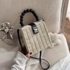Small Box Beads Handle Straw Bag Portable Messenger Handmade Handbag Straw Bags Beach