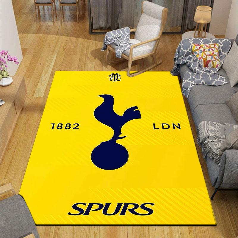 Tottenham Hotspur F.C Flannel Printed Carpet, Home Sofa Decoration for Living Room & Bedroom, Non‑Slip Play Flannel Floor Mat for Game Room