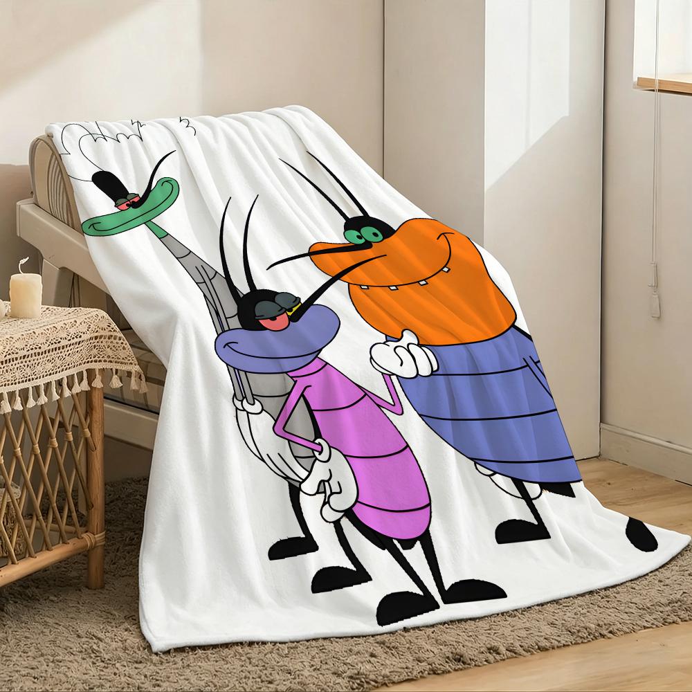 O-oggys and the Cockroaches Throw Lightweight 240g Flannel Blanket Soft Skin-friendly for Summer Cooling
