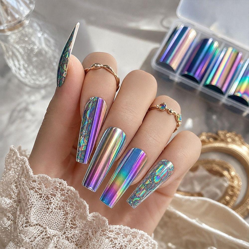 Lace Design Nail Transfer Stickers Iridescent Nail Art Stickers Nail Art Decorations  Manicure DIY