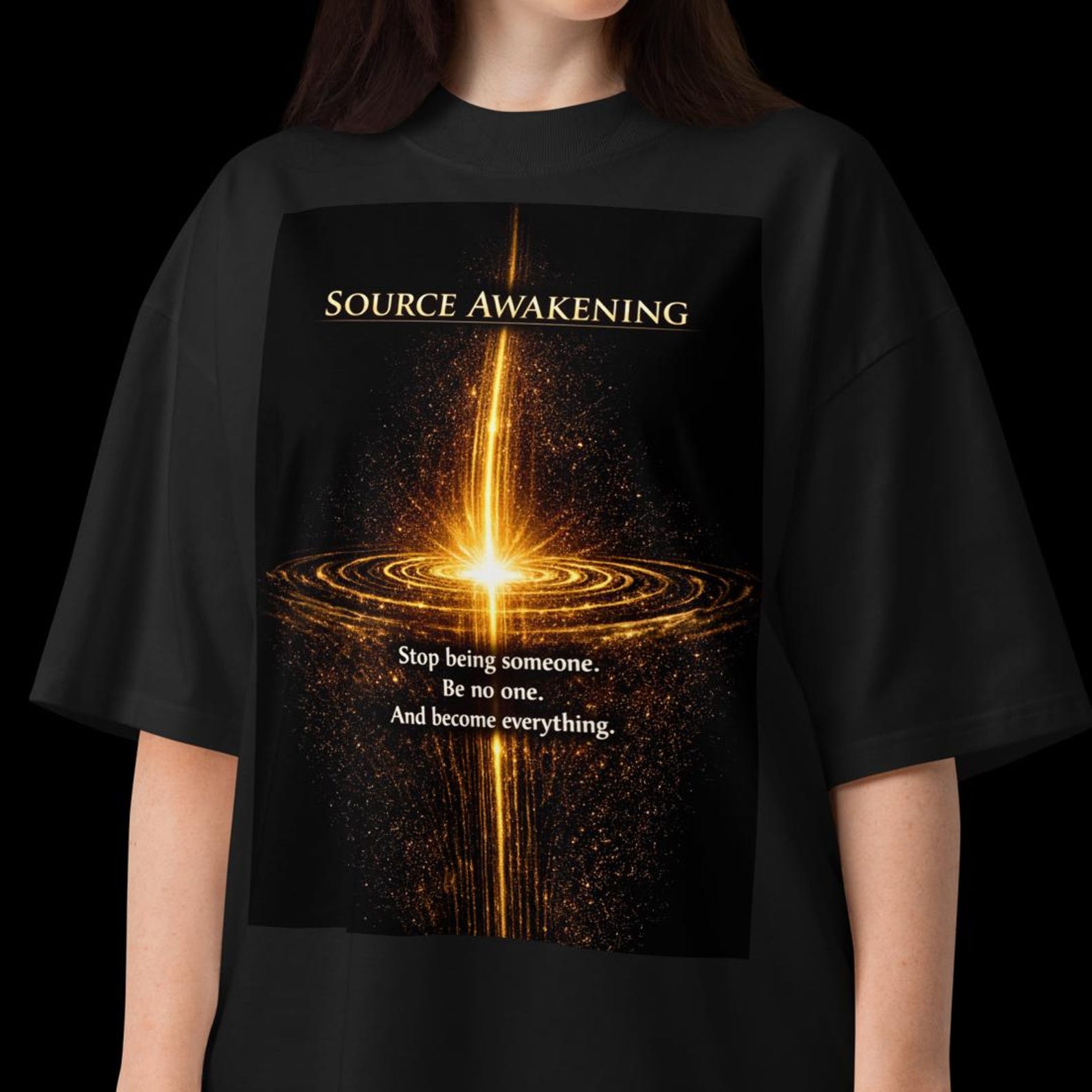 Unisex organic oversized high neck t-shirt - SOURCE AWAKENING S