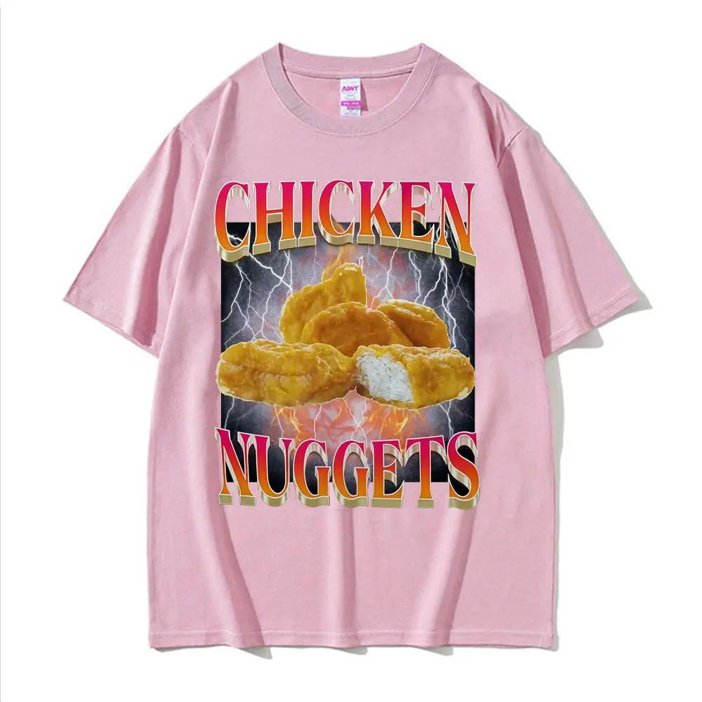 Lustige Hähnchen-Nuggets Vintage Stil Meme Grafik T-Shirt Damen Hip Hop Gothic T-Shirt Mode Harajuku Kawaii Y2K Kleidung