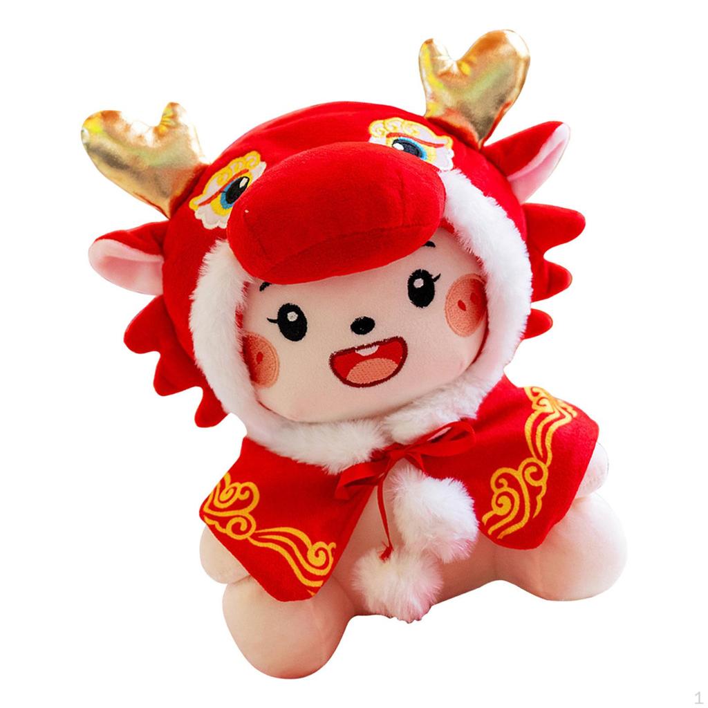 23cm Cartoon Chinese Dragon Pillow Stuffed Animal Toy Chair Cute Spring Festival Decoration