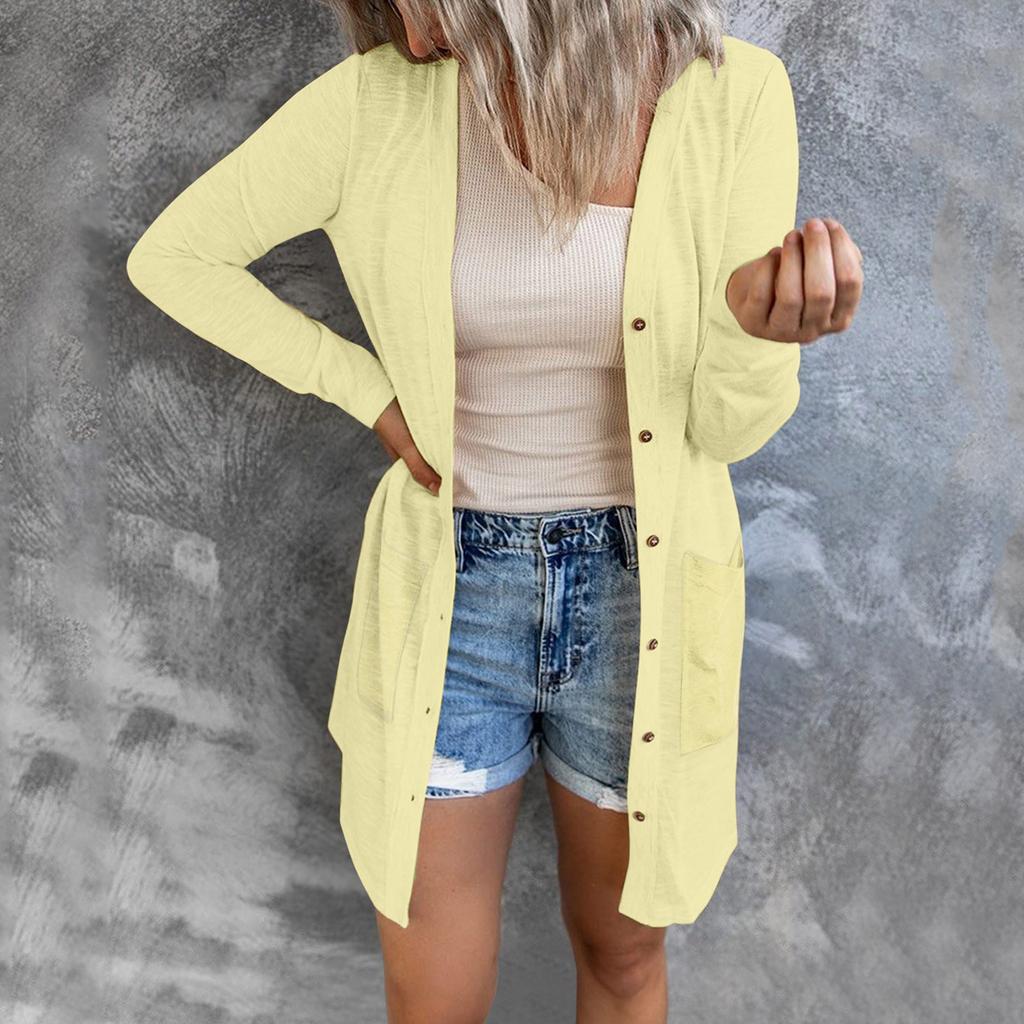 Women's Open Front Lightweight Cardigan Long Sleeve Button Down Loose Outwear