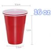 50Pcs Plastic Party Cups 16-Ounce Disposable Water Cups Recyclable Red Blue Cups with Fill Lines for Drinks BBQ Picnic Party