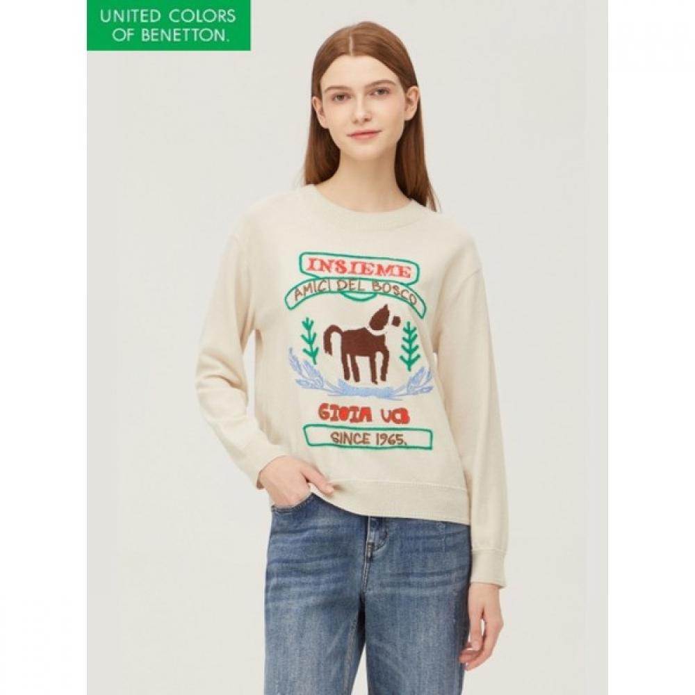

Круглая вязка жаккардового плетения Benetton Horse Bakpa6461 IV/OS