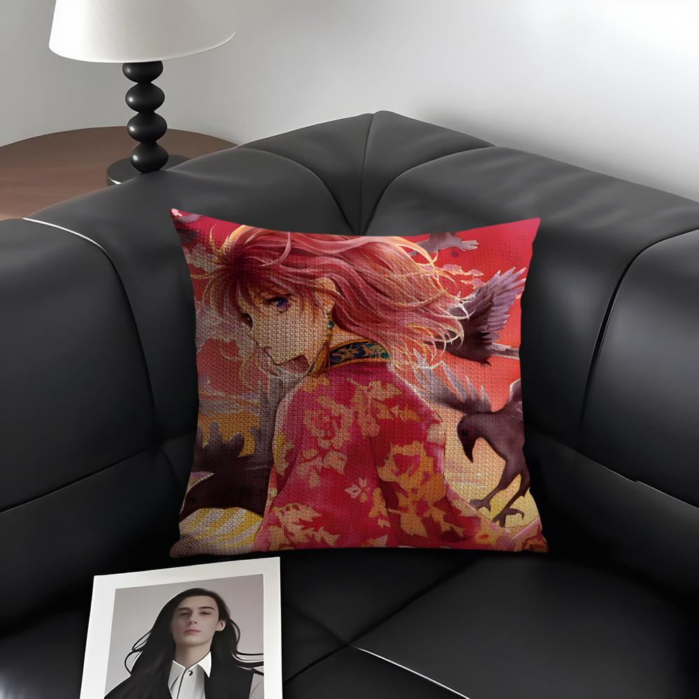 Y-Yona O-Of The Dawnn Anime Cushion Cover Natural Linen Organic Fabric Double-Sided Printing Sofa Home Decor Gift Pillow Case