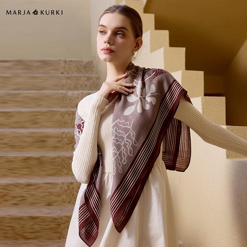 MARJA KURKI Fine-Spun Wool "Dusk Garden" Printed Scarf