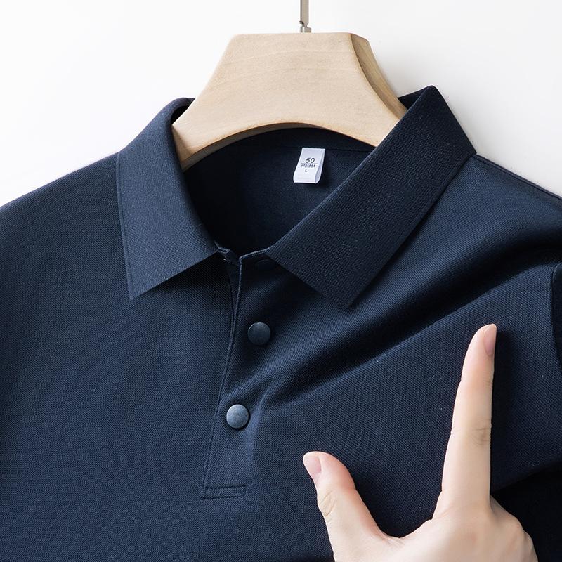 polot Summer Short Sleeve Casual Lapel Collar M тёмно-синий