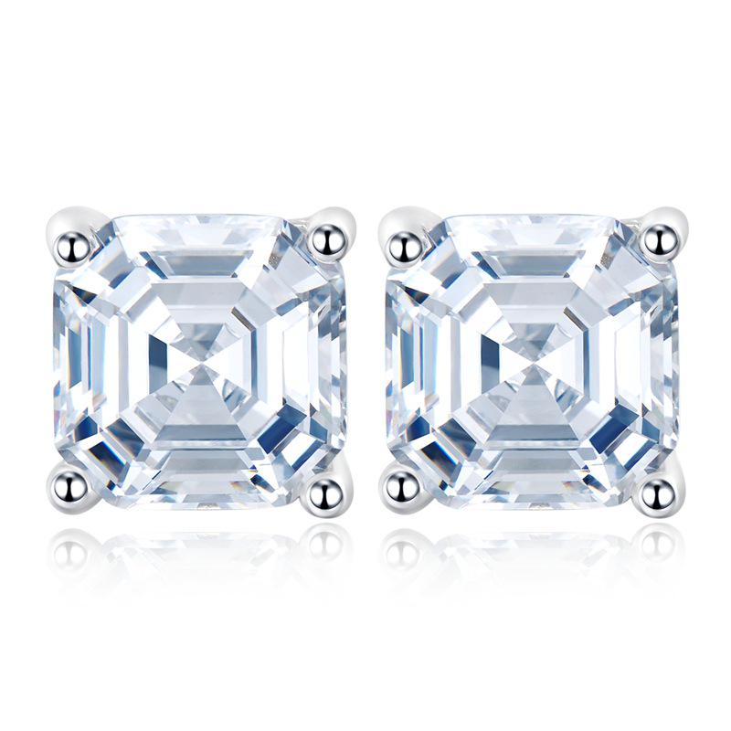 

Xiancan Jewelry Серьги-пусеты из циркония 1,5 карата на четырех крапанах 7x7 мм Пагода для мужчин и женщин 925 Silver белый