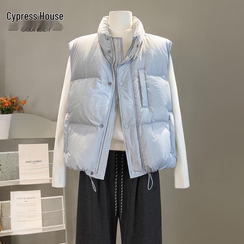 

Women s 90% Down Single-Breasted Stand Collar Loose Vest S