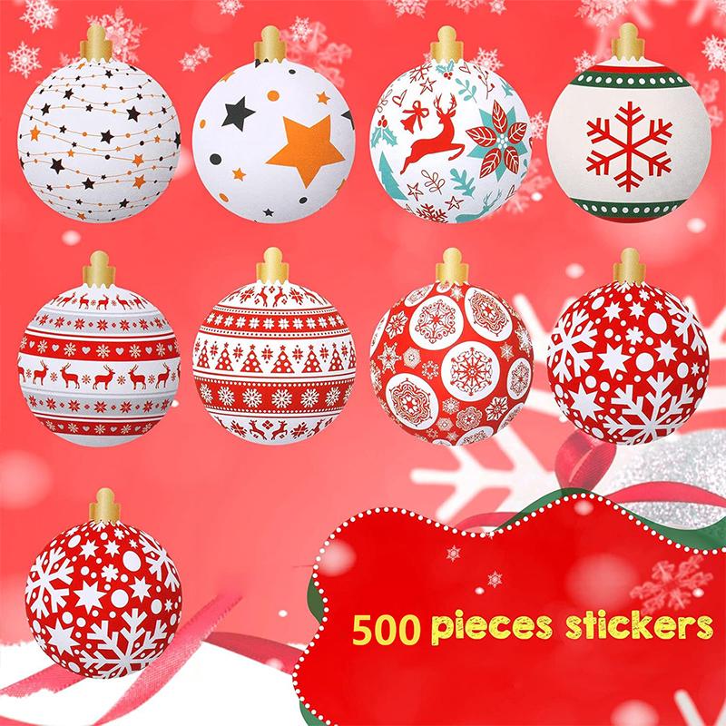 500pcs/Roll Round Window Display Sealing Sticker Decorative Gift Box Self-adhesive Stickers Christmas Decor