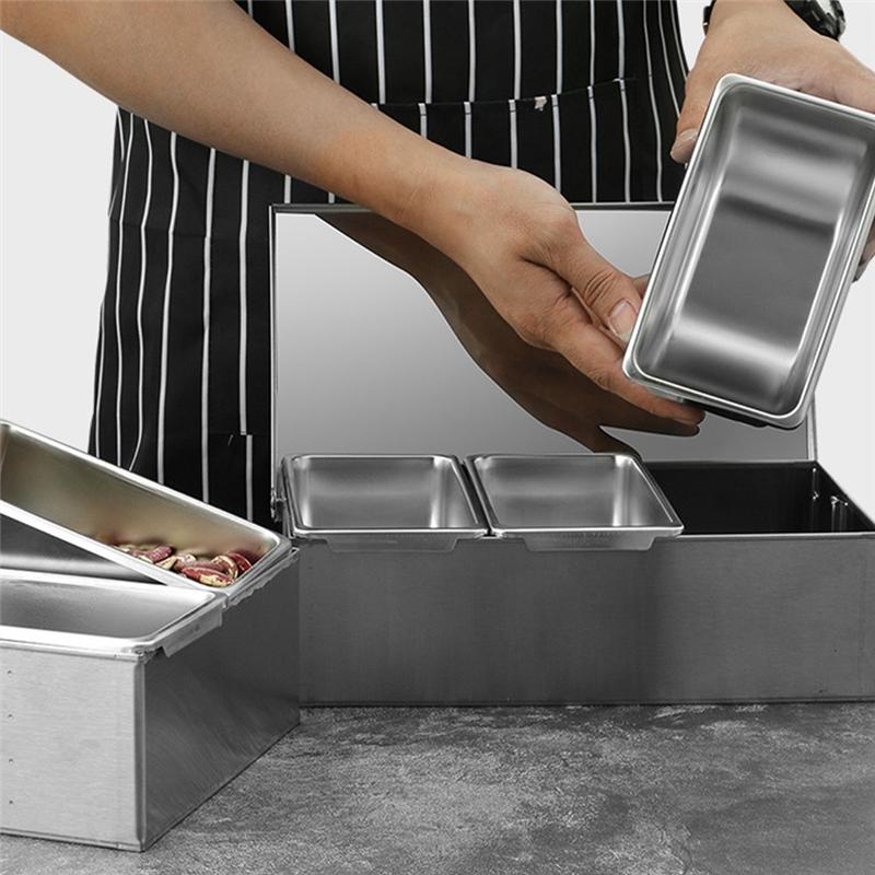 M-Modern-Section Seasoning Box Stainless Steel Ingredients Box Cheese Sauce Salt Sugar Box Spice Jar Baking Tool