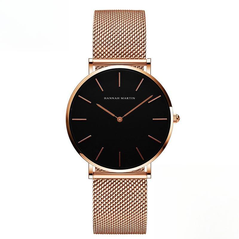 Japan Quartz Movement High Quality  Women Steel Mesh Rose Gold Waterproof Ladies Watch