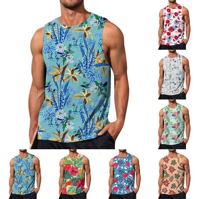 Mens Summer Surf Beach Tank Top Large Size Casual Breathable Sleeveless Top Loose Print Tank Top Man Shirt