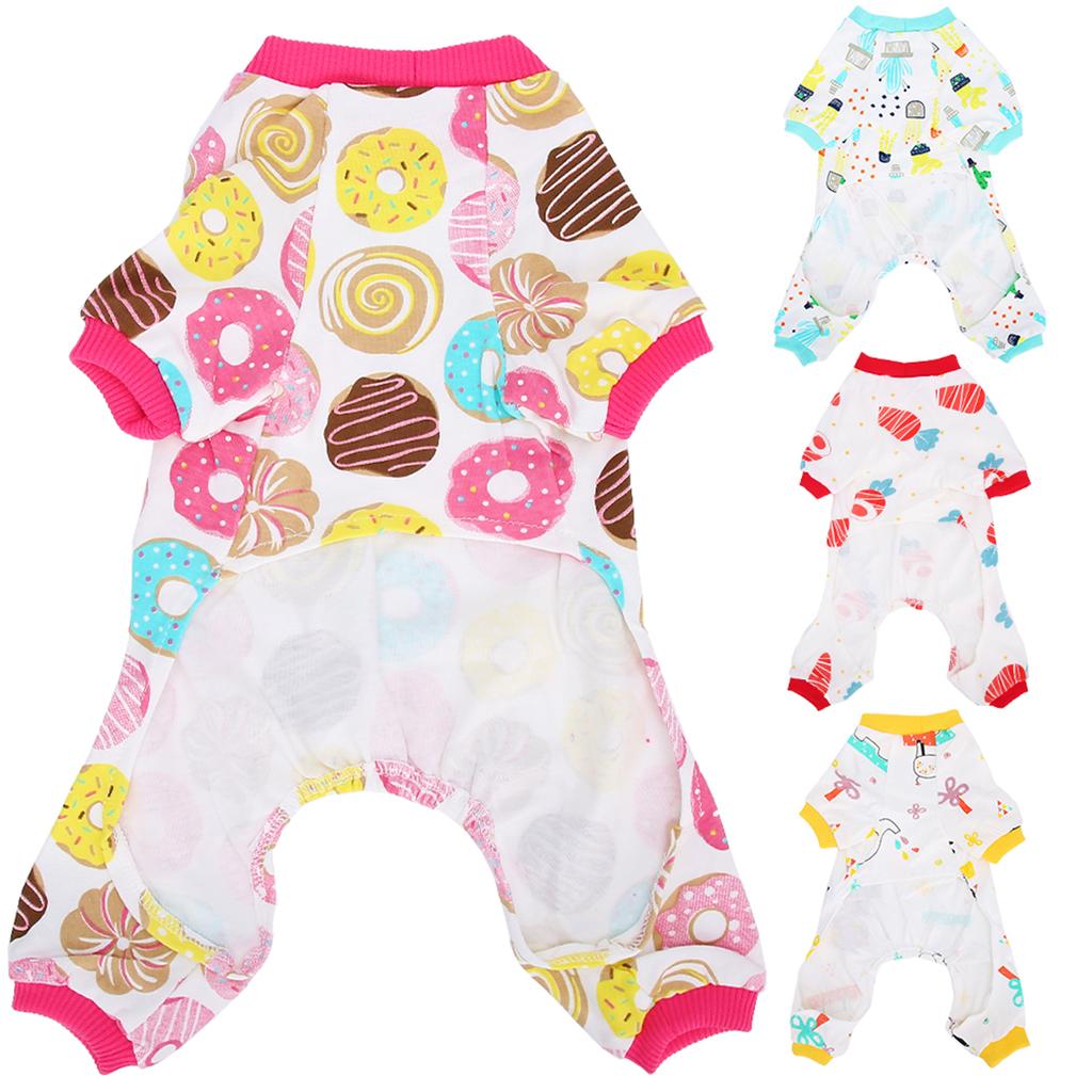 4Pcs Pet Dog Jumpsuit Soft Clothes Spring Summer Cotton Dogs Bodysuits Long Sleeve ShirtXL
