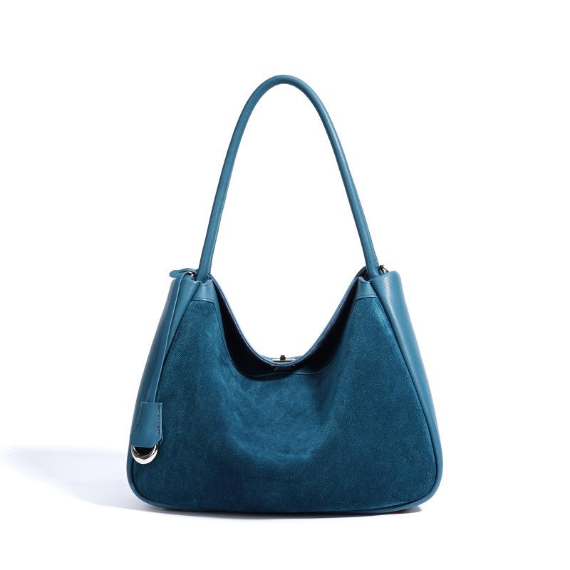 New Stylish and Simple Versatile Genuine Leather Handbag, Cowhide Frosted Single Shoulder Crossbody Commuter Bag