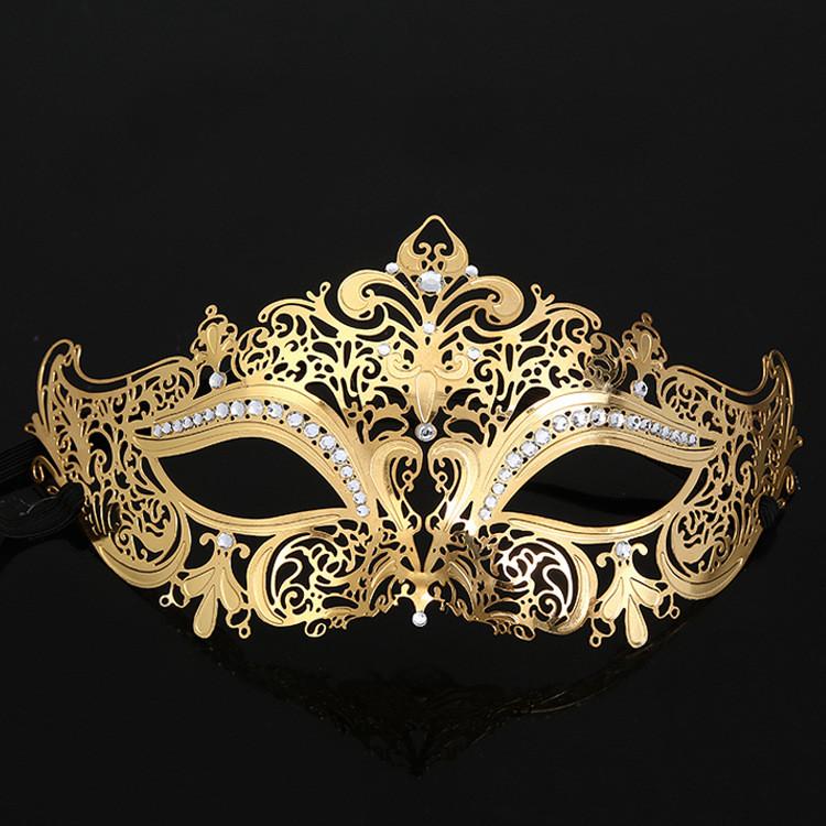 Costume Prop Mask With Metal Embellishments And Rhinestones For Halloween Party