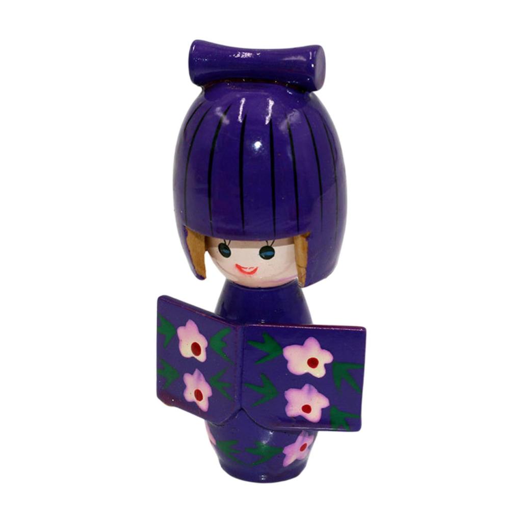 Wooden Kimono Doll Miniature Figurine Ornament 4.13inch Wood Kokeshi Doll Asian