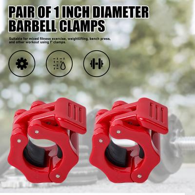 Pair of Barbell Clamps Quick Release Lock 1 Inch Diameter Standard Bar Weight Plates Collar Clips