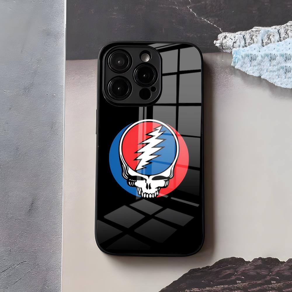 Hot Rock Band G-Grateful D-Dead Phone Case For IPhone 17 Air 16 E Pro Max 15 14 13 Mini 12 Pro 11 Max Plus Black Glass Cover