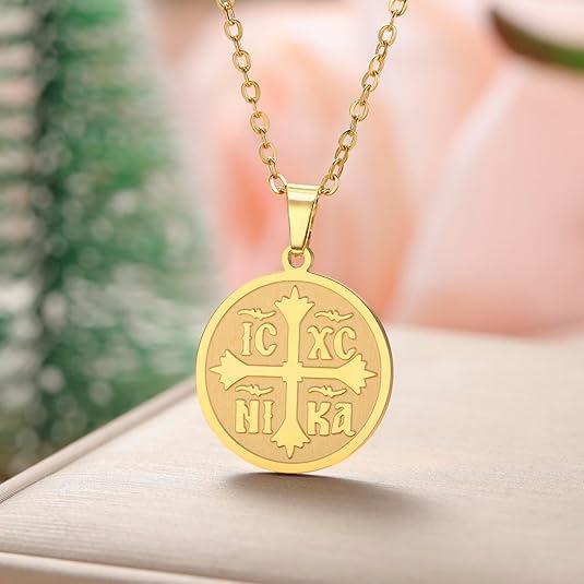 Orthodox Cross Necklace Women's Cross Medal Pendant Jewelry Gift